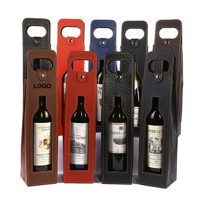 PU Leather Wine Tote Bag
