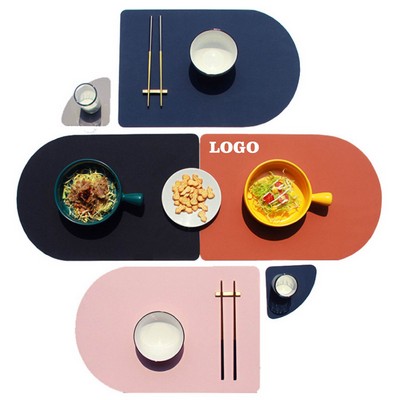 17" x 12" Arch Shaped Reversible Faux Leather Table Mat