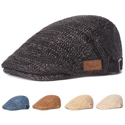 Men Flat Cap Breathable Summer Newsboy Hat