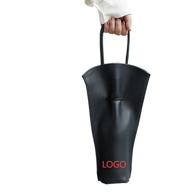 Fan-Style PU Leather Wine Carrier & Tote