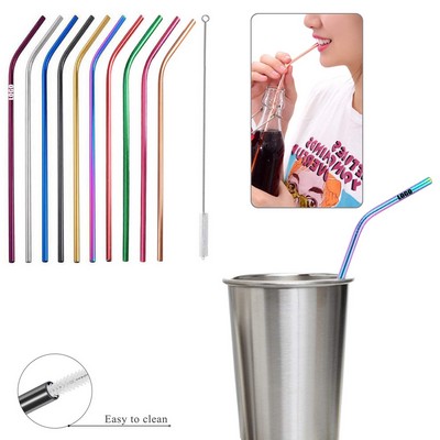 10.47" Bend Metal Straw w/Brush