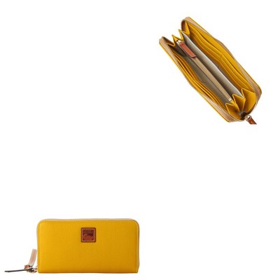 Dooney & Bourke Pebble Grain Large Zip Around Wristlet - Mustard Yellow