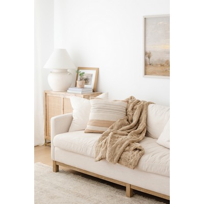 Patterned Faux Fur Zippered Khaki-Throw