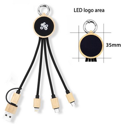 5-In-1 Bamboo Light Up Charging Cable