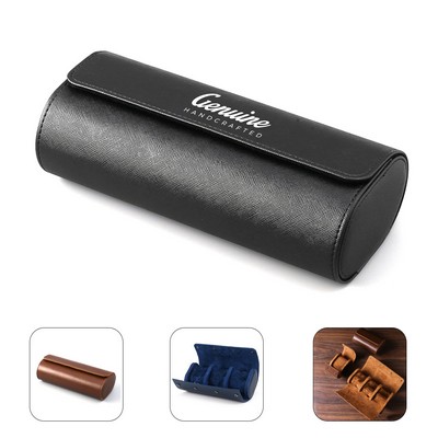 Three-Slot Leather Watch Storage Box