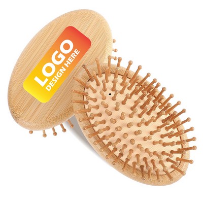 Anti-Static Air Cushion Round Detangling Bamboo Hairbrush