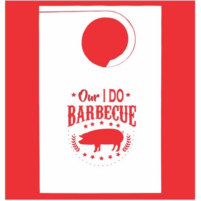 Stock "Our I Do Barbeque" Design Poly Backed Paper Bibs w/Ties Minimum 25 bibs