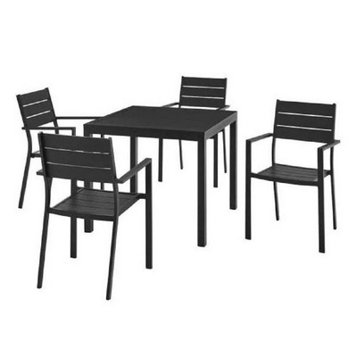 Pursonic Sorrento Outdoor Aluminum 5 Piece Dining Set, Black