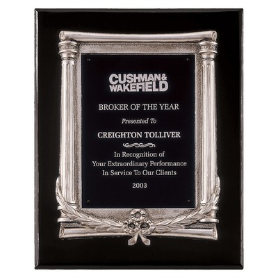 Piano Finish Plaque with Silver Cast Frame