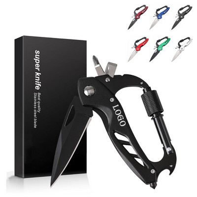 Multitool Carabiner With Folding Pocket Knife
