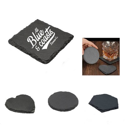 Natural Slate Coaster Set with Non-Slip Pad