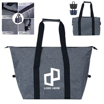 Oxford Zipper Cooler Tote W/ Front Pocket