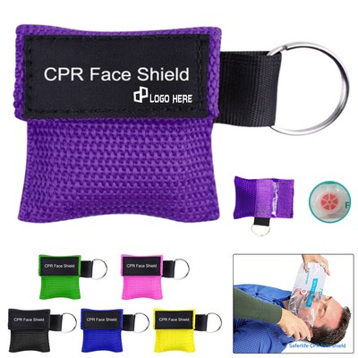 Portable Disposable Pvc Cpr Face Shield W/ Pouch