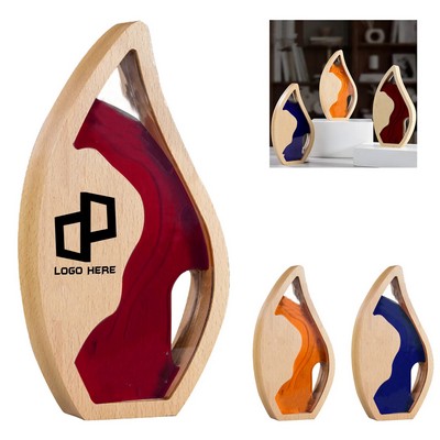 Leaf Shape Acrylic Award With Wooden Frame