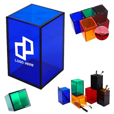 Acrylic Transparent Colorful Pen Holder
