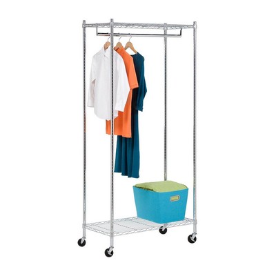 Honey-Can-Do Heavy-Duty Rolling Garment Rack W/ 2 Shelves