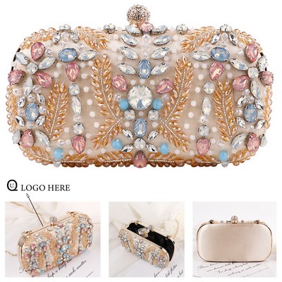 Colorful Starry Bead-Adorned Clutch Bag