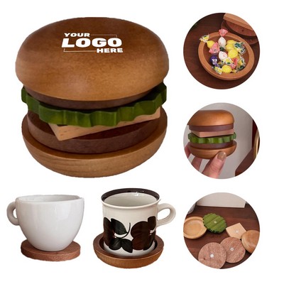 Wood Hamburger Coaster Set