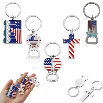 USA Independence Day Flag Bottle Opener Keychains