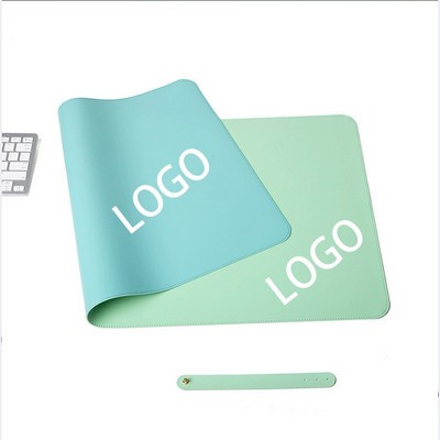Dual-Tone Waterproof Leather Desk Mat with Customizable Logo