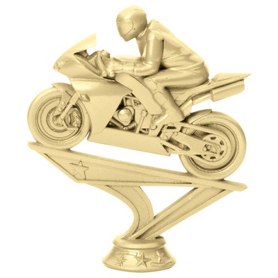5" Gold Plastic Racing Motorcycle Trophy Figure