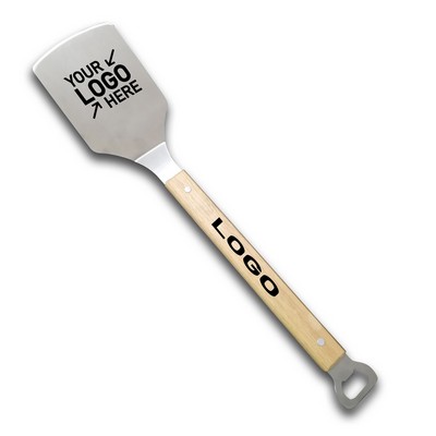 BBQ Grilling Spatula & Bottle Opener with Wood Handle