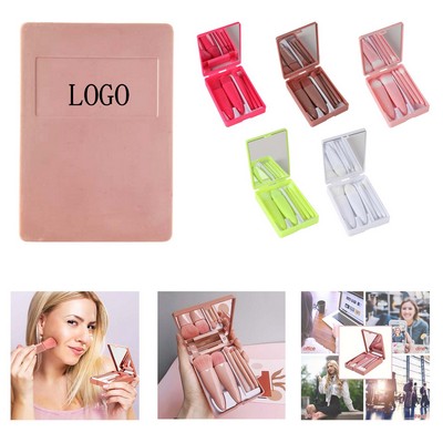 Portable Mirror Makeup Brush Kit