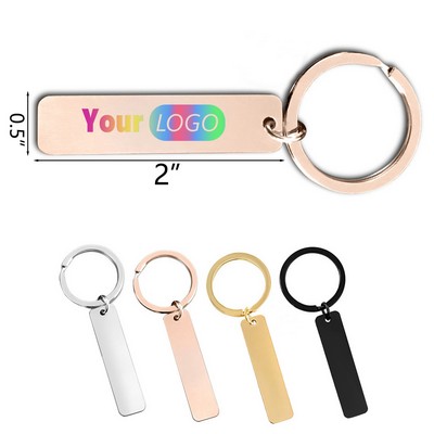 Stainless Steel Long Strip Tag Keychain