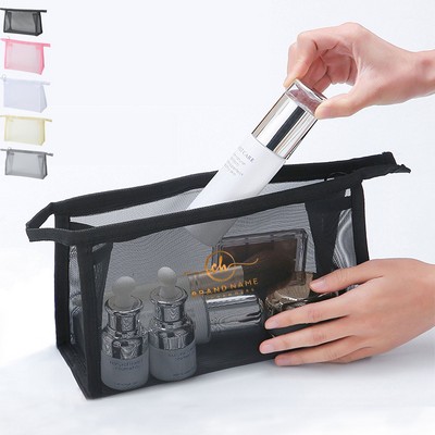 Mesh Zipper Cosmetic Bag Makeup Bag