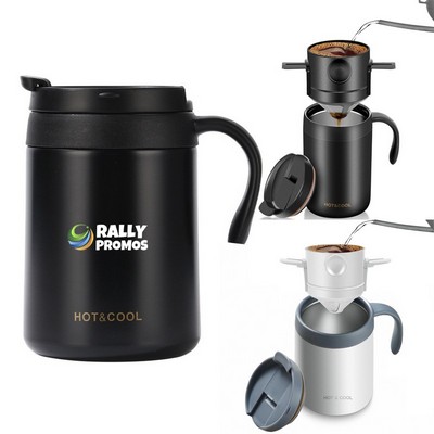 Portable Stainless Steel Coffee Maker Mug Manual Dripper Lid