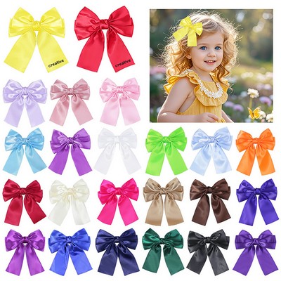 Custom Large Satin Cloth Hair Bow for Girls