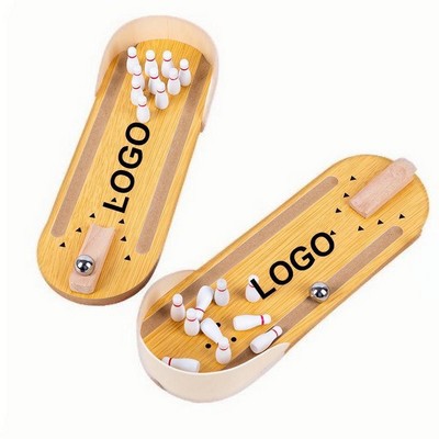 Mini Arcade Tabletop Wooden Board Tiny Bowling Game Set
