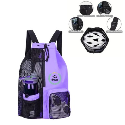 Functional Mesh Drawstring Bag For Swimming - Wet & Dry Compartment Design