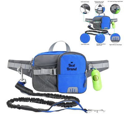 High - Visibility Reflective Dog Walking Waist Pack With Leash And Poop Bag Dispenser
