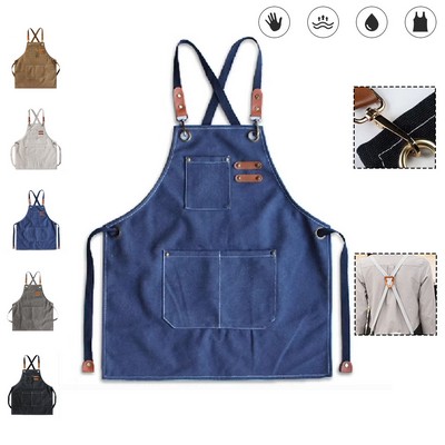 Adjustable Adult Canvas Kitchen Apron Strap & Pockets