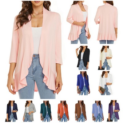 Ladies' Three-Quarter Sleeve Knit Cover-Up Sweater