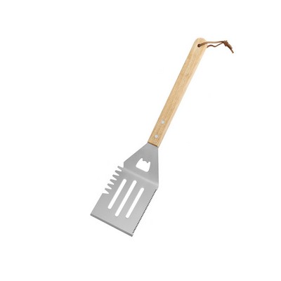 Bbq Stainless Steel Spatula With Wooden Handle Hanging String