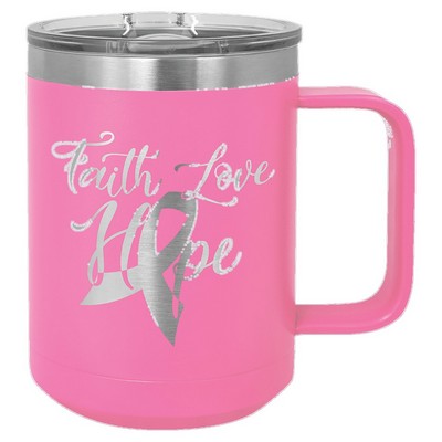 Polar Camel 15 oz. Pink Vacuum Insulated Mug with Slider Lid