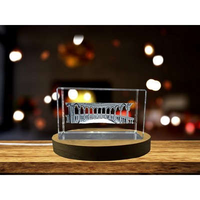 Palace Contarini Del Bovolo 3D Engraved Crystal Trophy Award w/LED Base Light