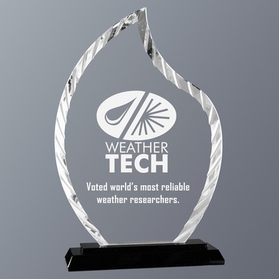 Clear Flame Accent Glass on Black Crystal Base, Medium (6"x 9-1/2"H)