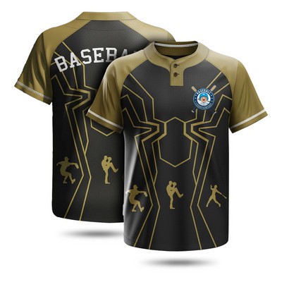 Sublimated UPF Baseball Henley for Men & Women 5.5 oz