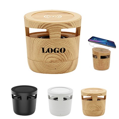 Wood Grain Wireless Charging Pad & Speaker