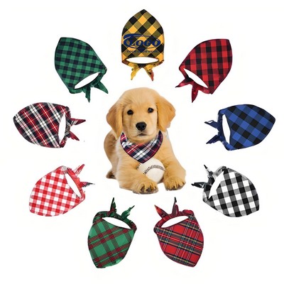Cotton Plaid Pet Bandana Multi-functional Bib & Scarf