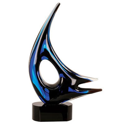 14 1/4" Blue Sail Art Glass
