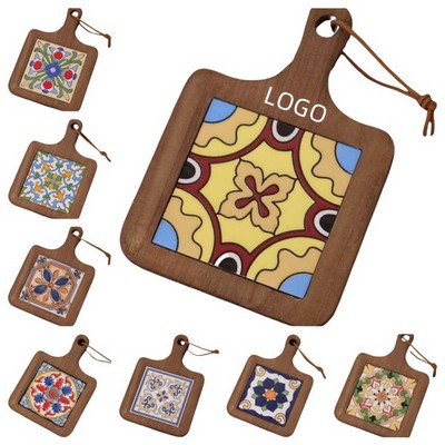 Wooden Inlay Ceramic Tile Anti-Scalding Mat Rack