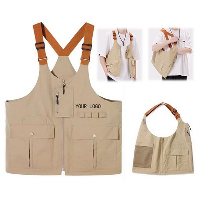 Dual-Use Workwear Vest With Variable Shoulder Bag