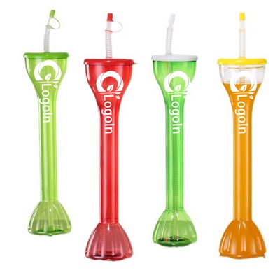 16OZ Plastic Disposable Slush Cup with Straw for Iced Coffee Cold Drink