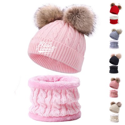 Knit Wool Baby Winter Beanie and Scarf