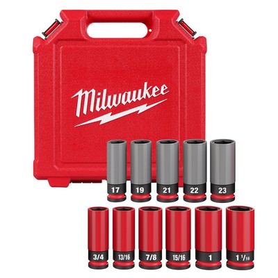 Milwaukee Shockwave Impact Duty 1/2" Drive Sae & Metric 11Pc Lug Nut Wheel Socket Set