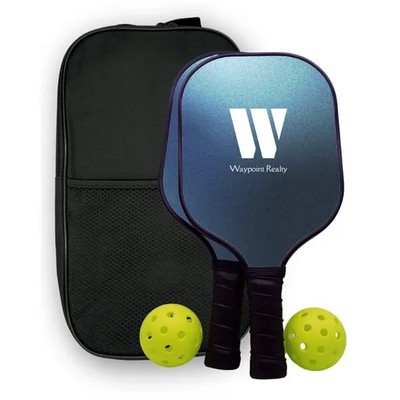 Custom Fiberglass Pickleball Paddle Set with Bag - Black